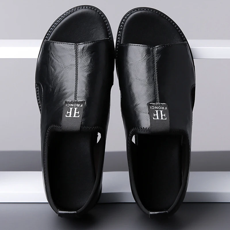 Sandals Summer for Men Hollow Non-slip Soft Cool Men Sandals Breathable Classic Wearable Fashion Casual Leather Sandals