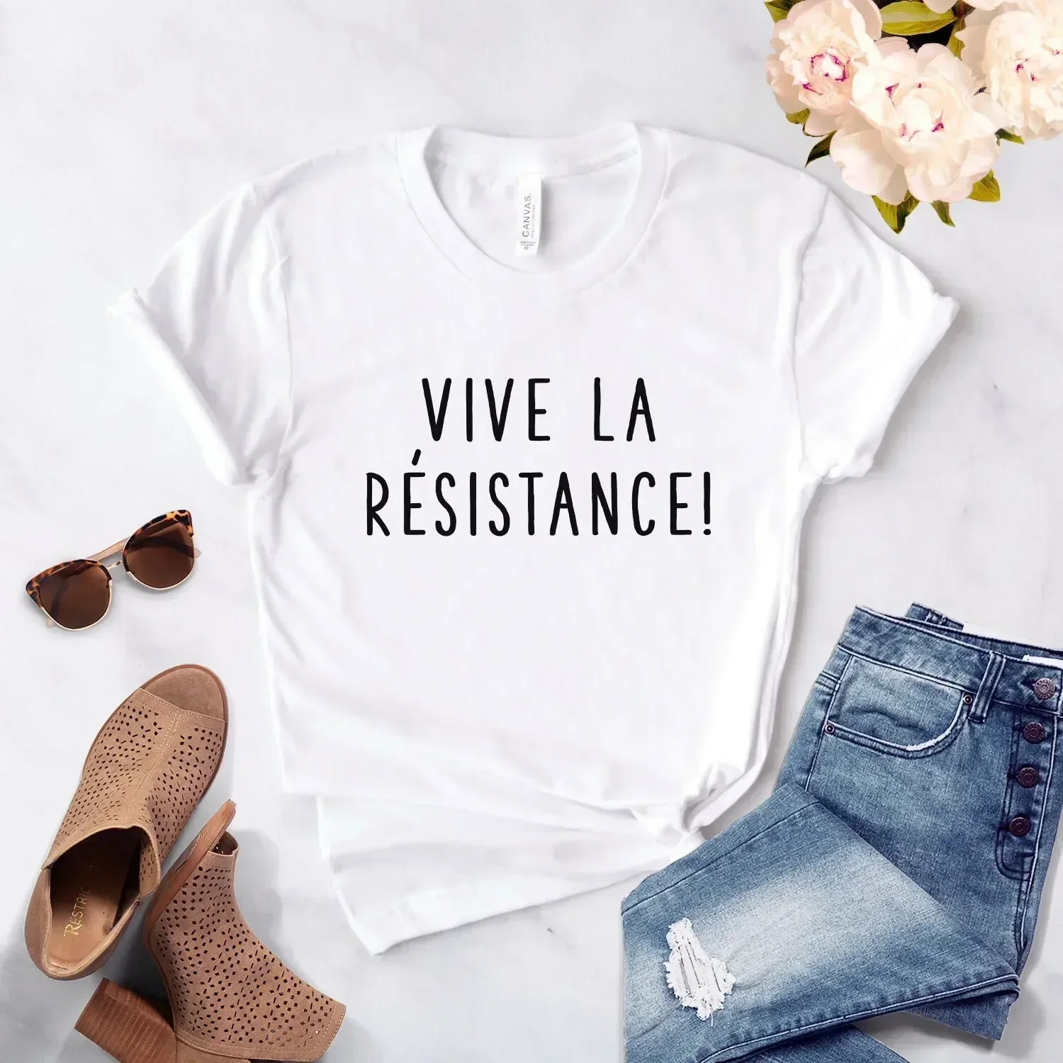T-shirt Vive la Résistance, qui renforce le pouvoir féminin, déclaration féministe, droits des femmes, Softstyle