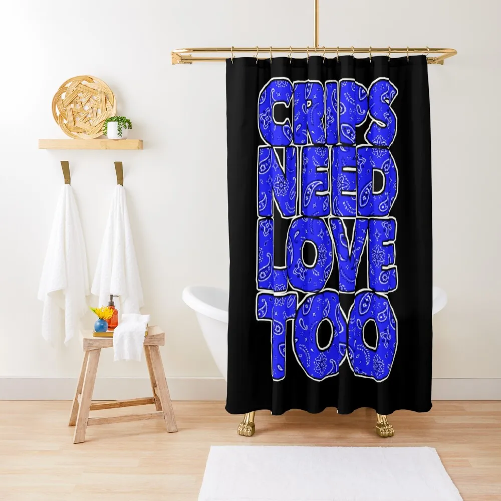 

CrIpS NeEd LoVe ToO Shower Curtain For Bathroom Funny Shower Toilet Accessories Bathroom Curtain