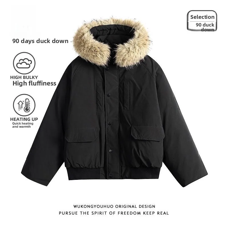 

Модная теплая куртка с отстегивающимся меховым воротником и капюшоном, утепленная, с длинными рукавами, для молодежи, парная верхняя одежда