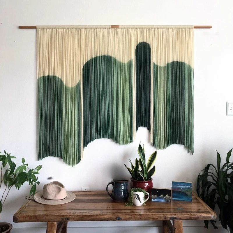 ‌Bohemian Wall Hanging Handwoven Tapestry, Fringe Dyed Wall Decor ,Nordic Style Home Accent ,Creative Living Room Art