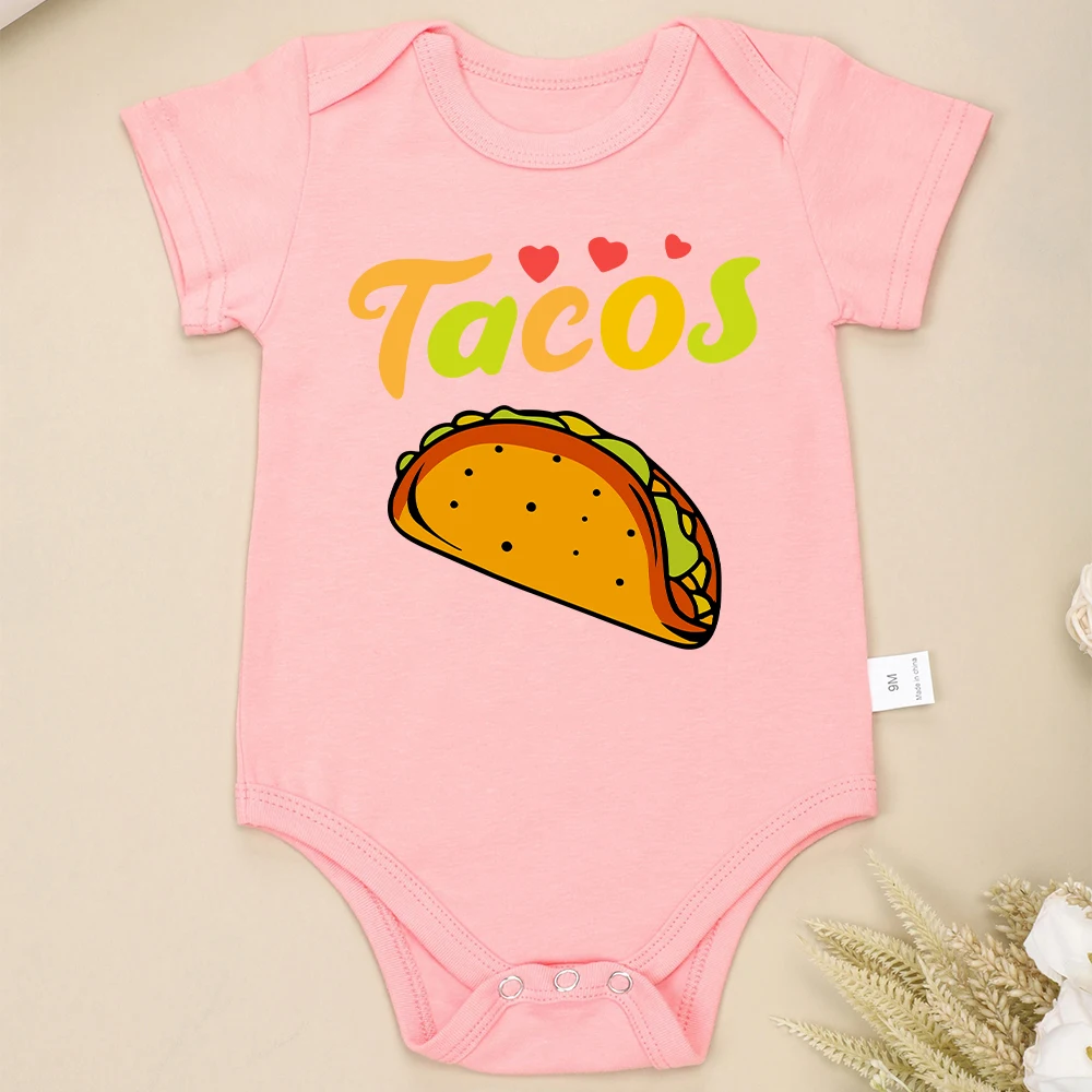 American Style Tacos Baby Boy and Girl Clothes Bodysuit Short Sleeve Summer Breathable Infant Onesie Cotton Cheap Hot Sale