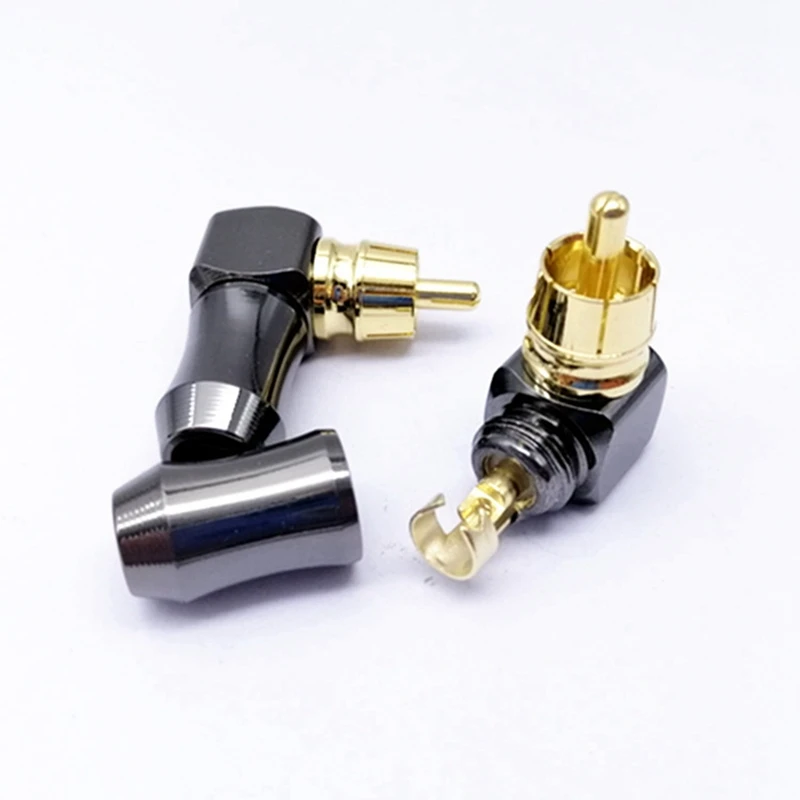 1Pcs RCA Connector Audio Plug Male 90 Degree Right Angle Elbow Speaker Terminal Conector For Soldering Video Cable Replacement