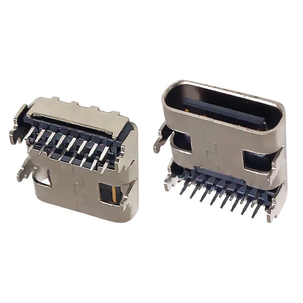 USB 3.1 Female Socket Connector TYPE C 16P Double-row 90 Degrees Fast Charging Port  Data Charging Plug Socket 3A High Current