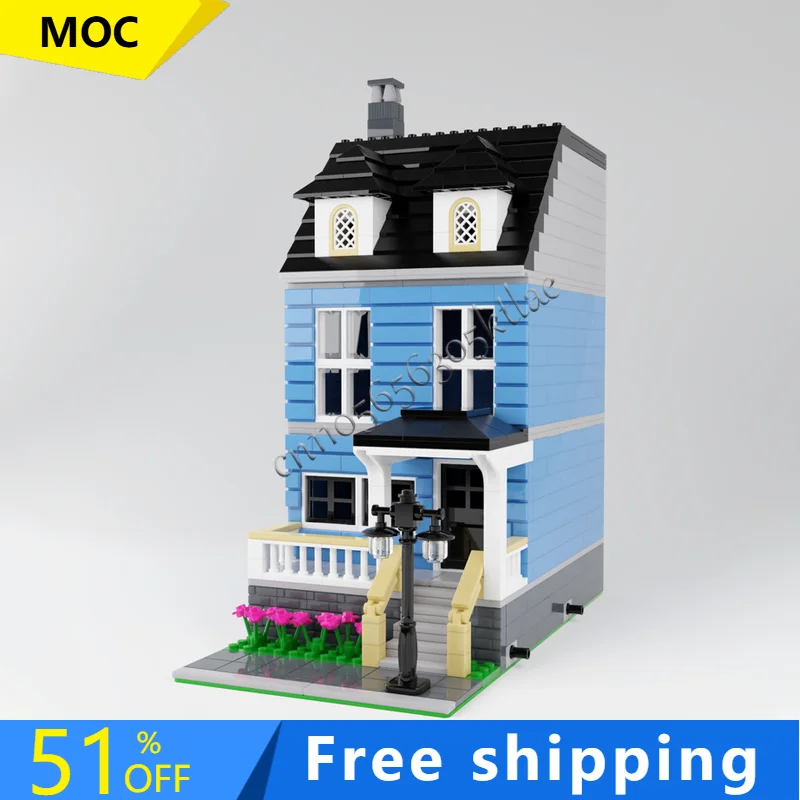 

651 шт. роскошный синий городской дом инновационные строительные блоки современная строительная модель дисплей игрушка для взрослых сборка подарки на день рождения