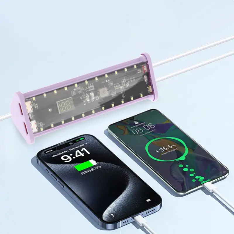 

Зарядное устройство для аккумулятора DIY 22,5 Вт, чехол для внешнего аккумулятора, прозрачный чехол для быстрой зарядки PD, чехол для аккумулятора 18650 со светодиодной подсветкой