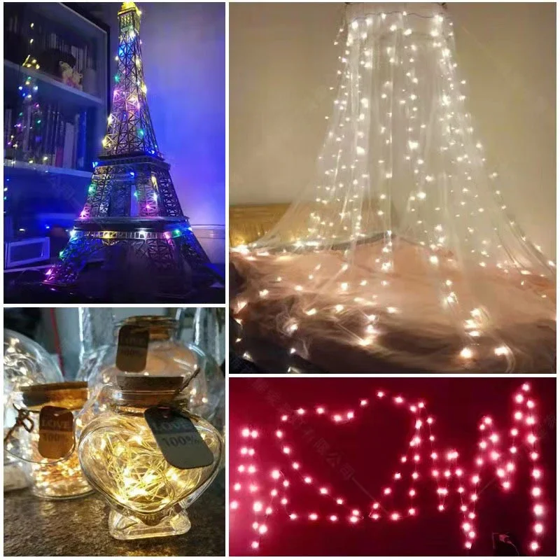 1-20m LED String Light Garland Copper Wire Fairy Lights Outdoor Home For Yard Garden Tree Wedding Party Christmas Decoration