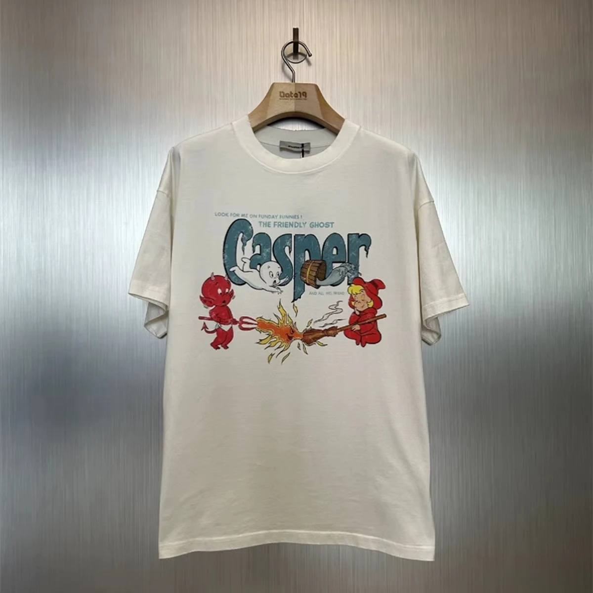 

2025Yao888 Cartoon Casper Graphics Print Casual Short Sleeve Men Clothing Luxury Tee Cotton Oversize Vintage Tee T Shirt For Men