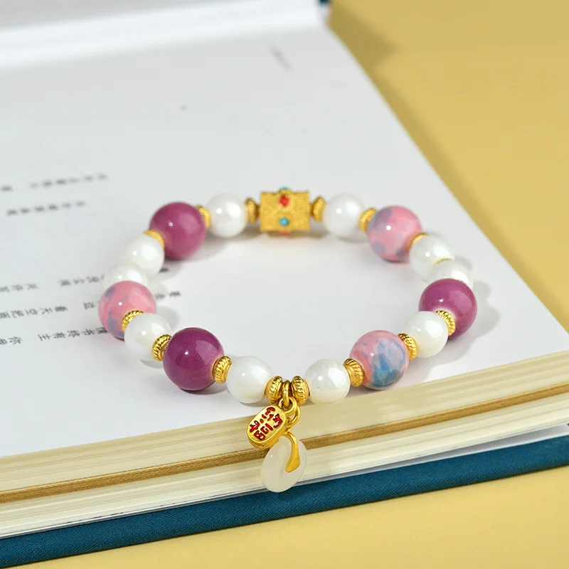 Blessing Peace Incense Ash Porcelain Bracelet Original Heart Sutra Little Tara Blessing Plate Peace Buckle Hand Chain