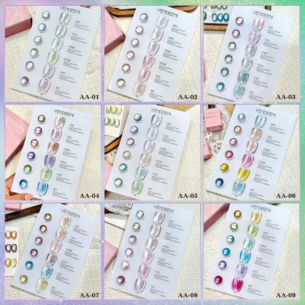 

6 Colors Translucent Glass Beads Cat Eye Magnetic Nail Gel Polish Semi Permanent Crystal Soak Off Gel Varnishes For Manicure