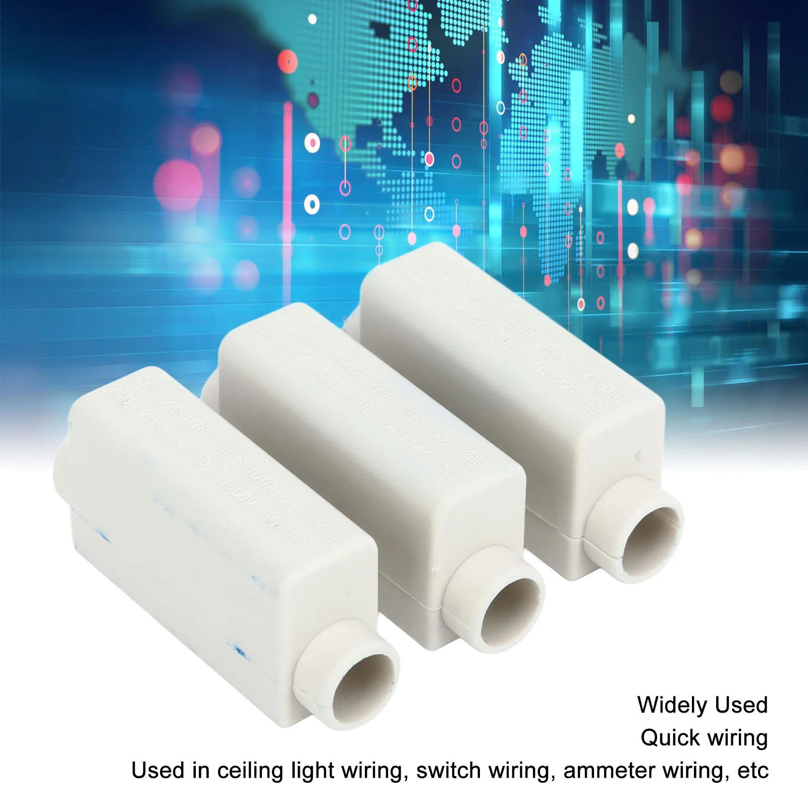 

Клеммная колодка линейного провода, 1000 В, 100 А, винтовой тип, низкое сопротивление, огнестойкий корпус, разъем для сращивания проводов, 3-ходовой для переключателя