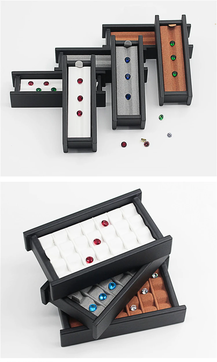 Wholesale large multi-digit gem storage box diamond display box V Groove colorful gems Box PortableGem Display Tray with Lid