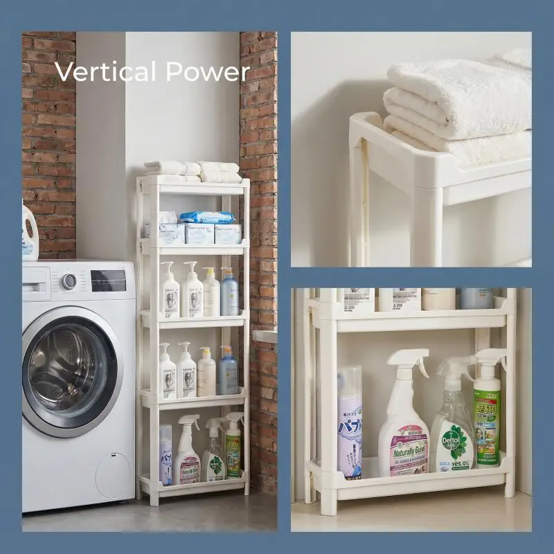 

4/8 Tier Ultra Thin Storage Cabinet Multi Layer Space Saving Organizer for Narrow Spaces Bathroom Laundry Kitchen Home