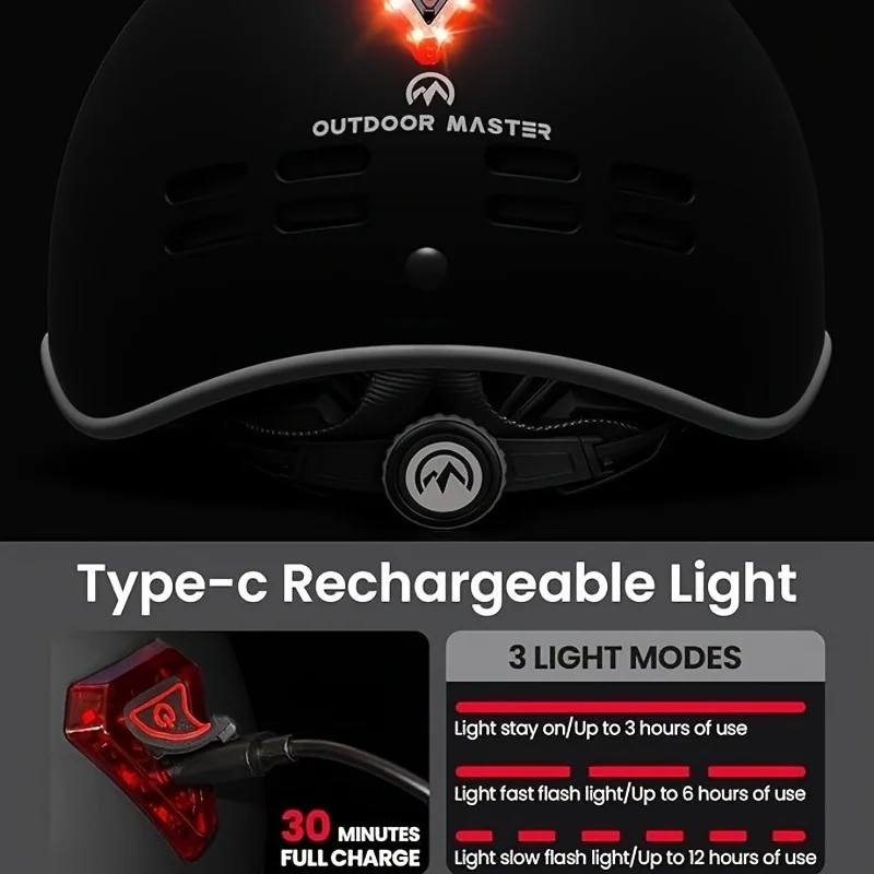 خوذة دراجة OutdoorMaster للبالغين، خوذة ركوب الدراجات قابلة للتعديل مع ضوء للرجال والنساء - آمنة معتمدة للدراجات