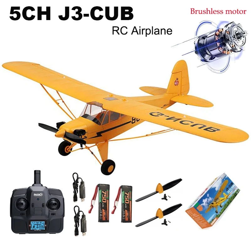 NEW Parkten RC Plane Wltoys A160 Upgraded J3-CUB Ready To Fly 2.4Ghz Brushless Motor 3D 6G RC Aircraft RTF for Adult Hobbyists