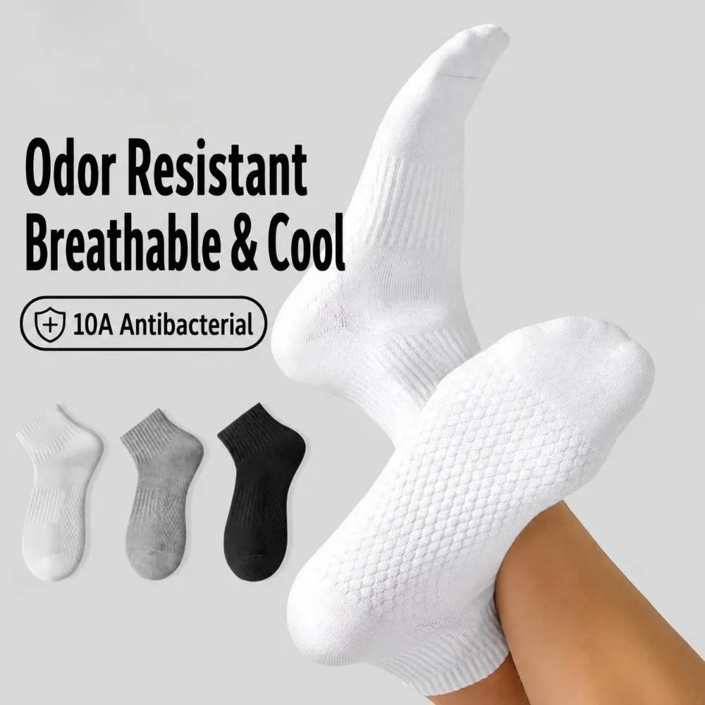 New Cotton Low Cut Socks Sweat Absorbing Anti-Odor Short Sports Socks Thick Sole Breathable Mesh Casual Socks Business Wear