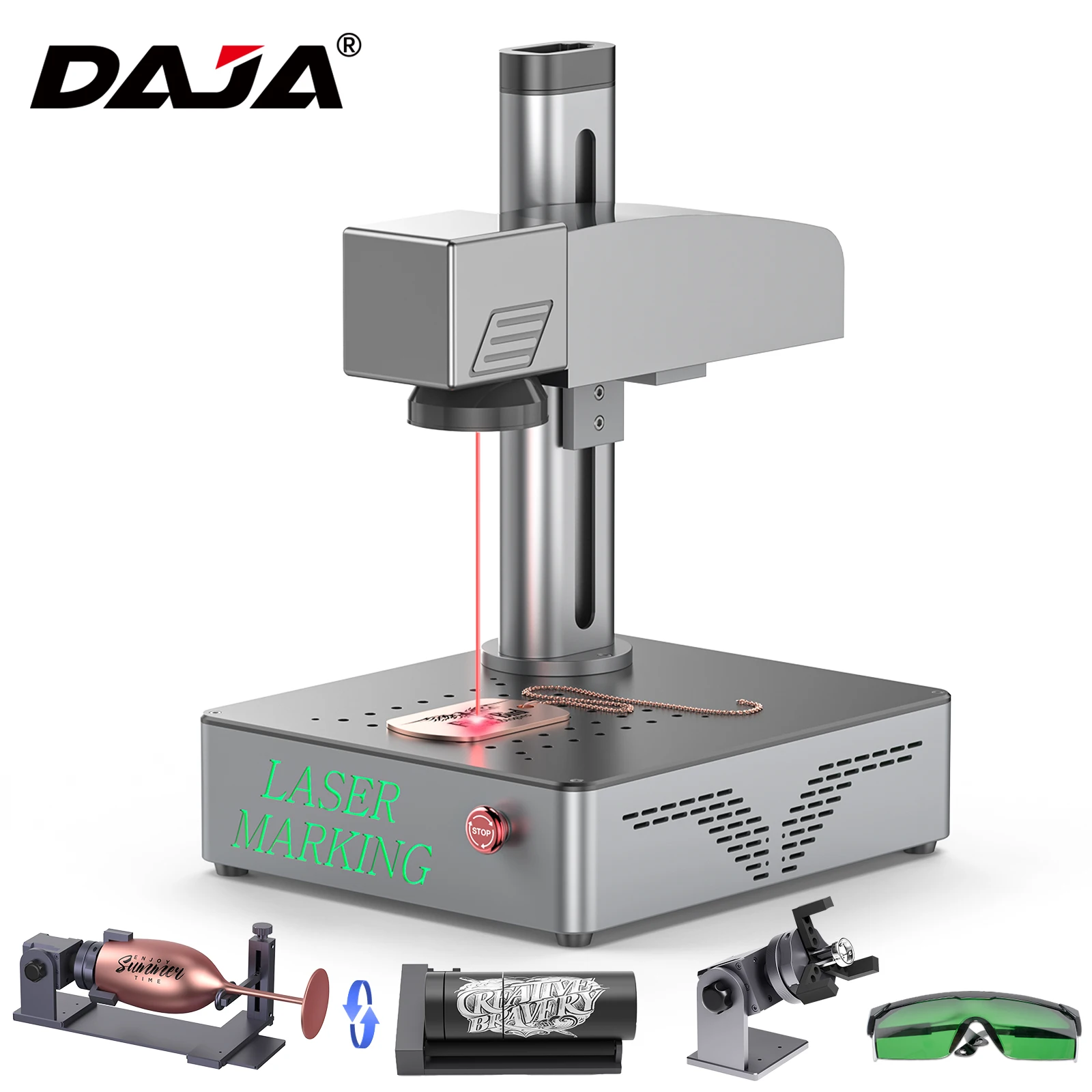 DAJA S4 Fiber Laser Marking Machine Metal Nameplate Engraver for Jewelry Stainless Steel Portable Engraving Industrial Desktop