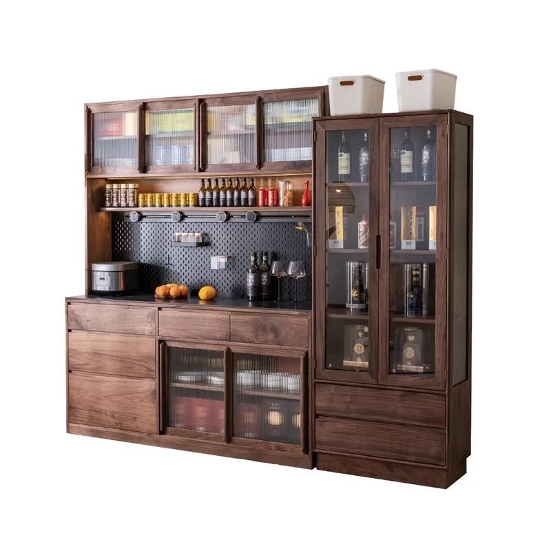 

North American black walnut solid wood dining side cabinet, cherry wood Japanese simple multi-functional locker