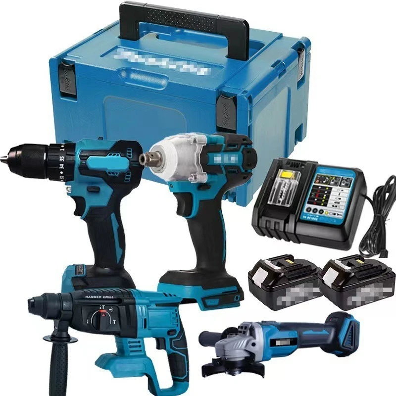 Lithium Electric Drill Impact Drill Wrench Driver Angle Grinder, Tool Set