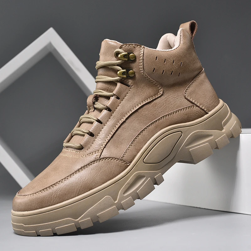 

Новинка 2024, кожаные ботинки ручной работы, мужская повседневная обувь, дизайнерские кроссовки, мужская удобная кожаная обувь, мужские ботильоны на открытом воздухе