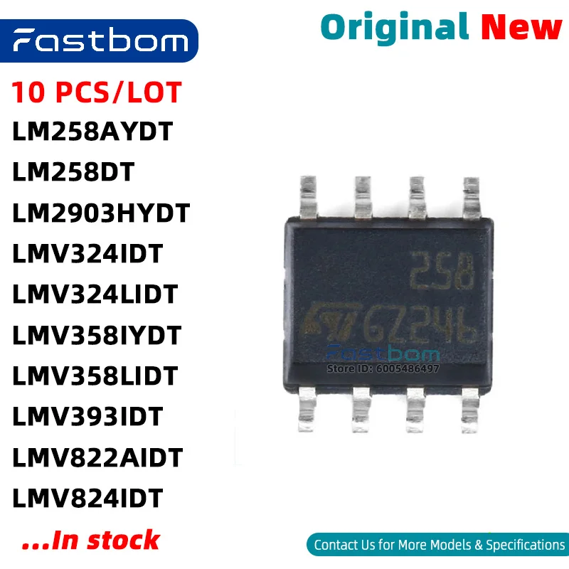 LMV358LIDT LMV324IDT LM258DT LMV324LIDT LMV393IDT LMV824IDT LM258AYDT LMV822AIDT LM2903HYDT LMV358IYDT SOIC-8 OP AMP Brand New