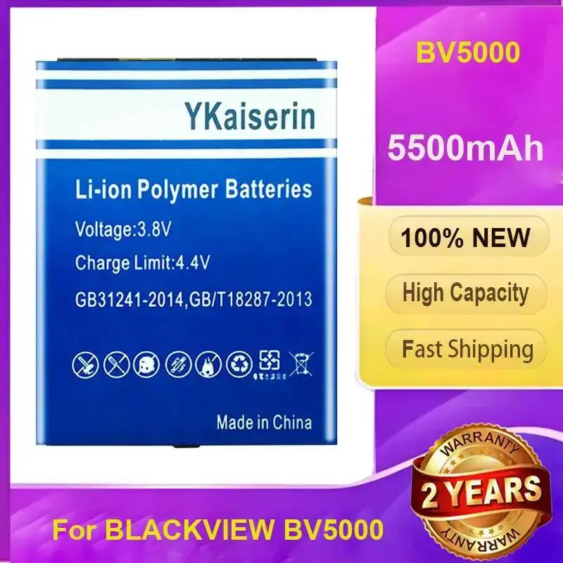 YKaiserin Replaceable Mobile Phone Battery For Blackview BV5000 Reliable Replacement 5500mAh warranty + tracking number