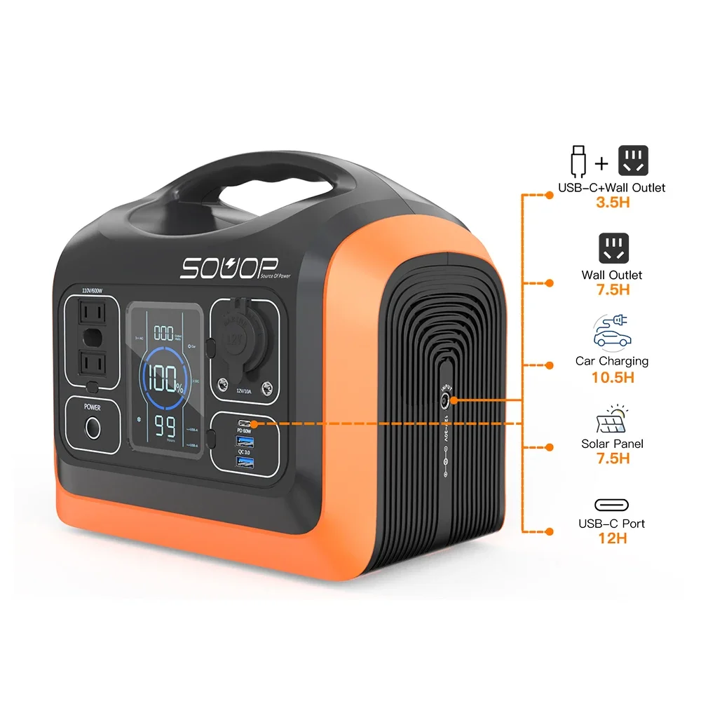 new 1200W LifePo4 Power Station  Solar Generator Camping Portable Energy Storage System Fishing RV Outdoor UPS with Solar Panel