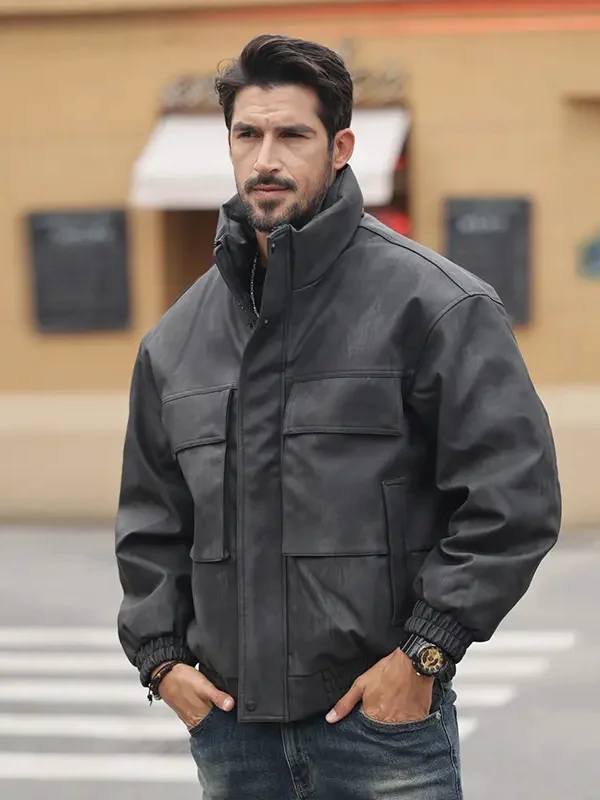 الرجعية الأمريكية Sle الرجال أسفل Jaet فضفاضة تناسب الوقوف طوق الخريف الشتاء Faionable ملابس خارجية غير رسمية Du أسفل ملء