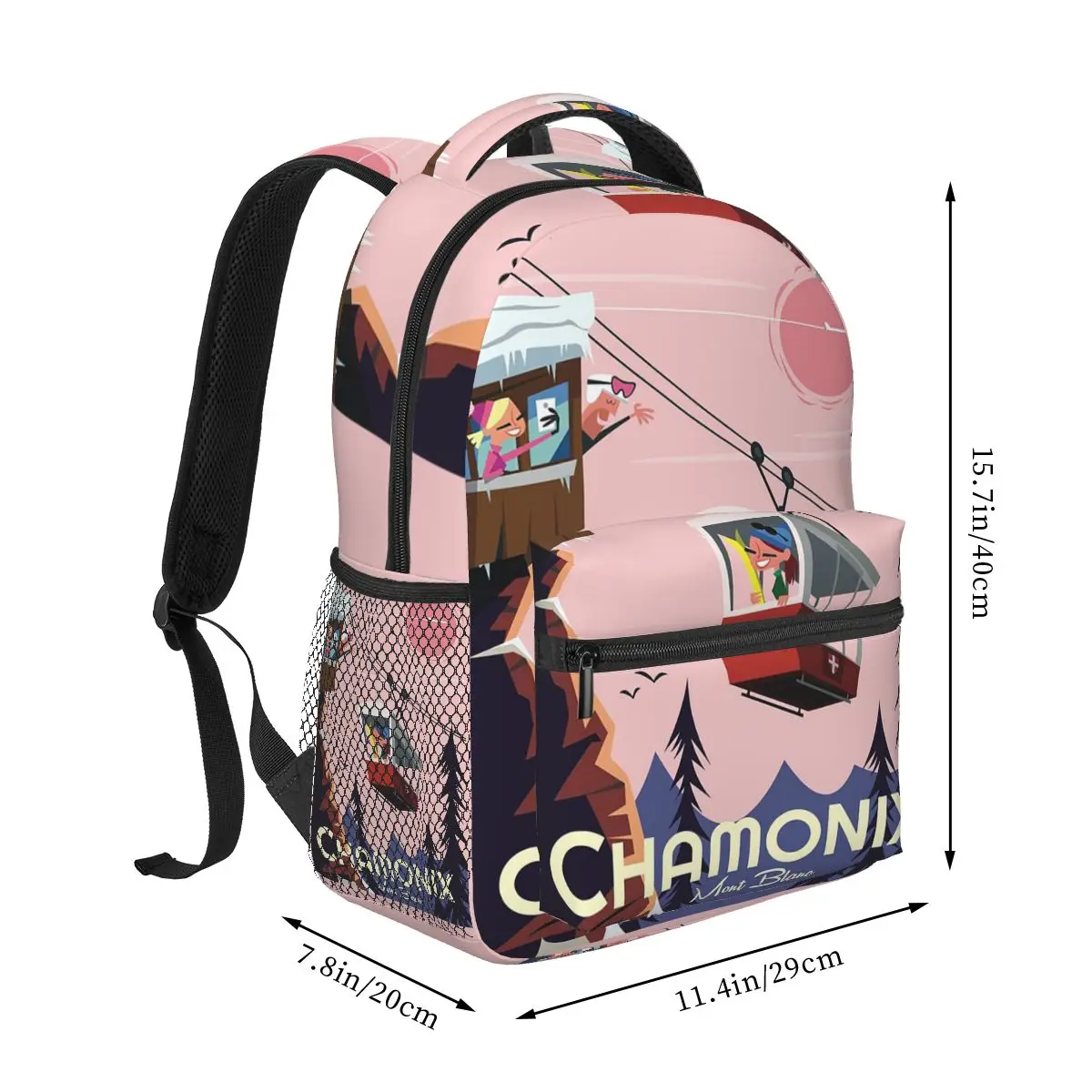 حقيبة ظهر ملصق من Chamonix Mont Blanc رائجة البيع حقيبة نهارية ذات سعة كبيرة للأطفال حقيبة كتب مدرسية حقائب كتف للرجال والنساء