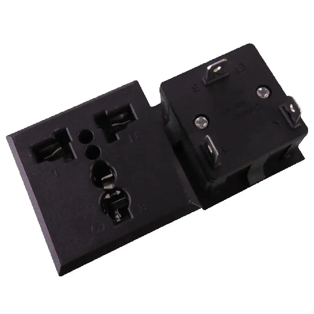 1pcs Universal UK AU US EU PDU UPS AC Power Socket Swiss Italy Multi-function AC Electric Panel Receptacle AC Outlet 250V Black