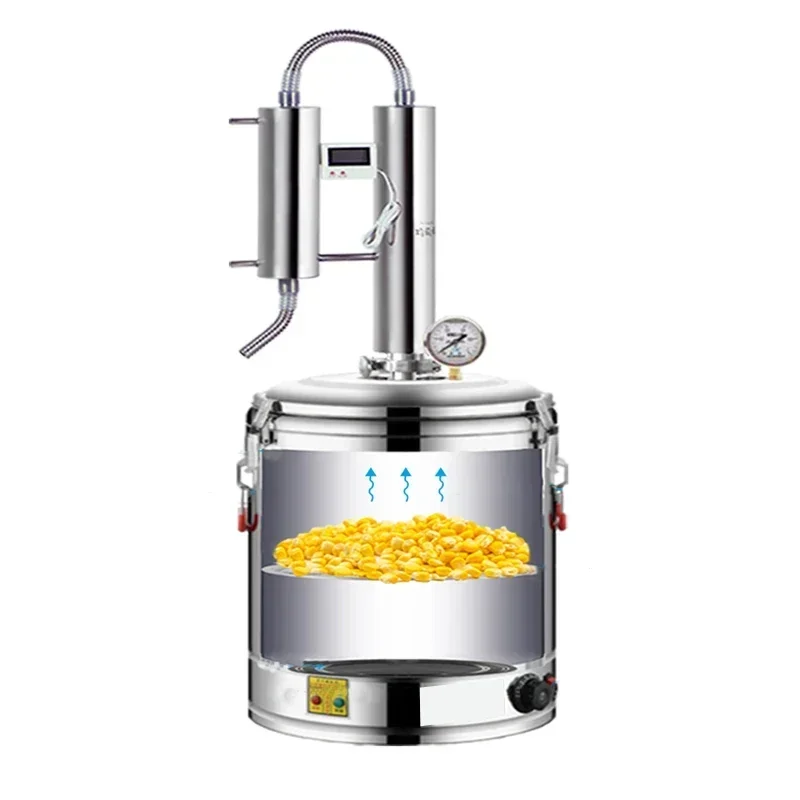 سطح المكتب الكهربائية 220 فولت 30L/50L آلة تقطير النبيذ الصغيرة مستخرج الزيت العطري الفودكا معدات تخمير آلة تخمير الندى النقي Dist