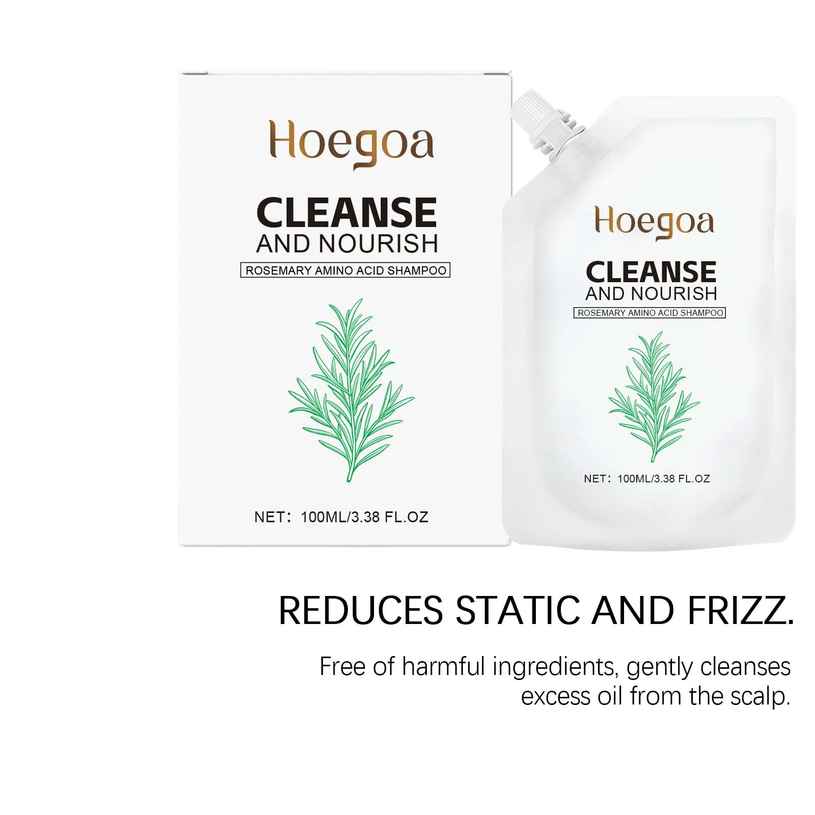 Hoegoa Rosemary Shampoo - Gentle Cleansing for Smooth Shiny Hair Rich Foam Daily Mild Scalp Nourishing Formula for Soft Mantra