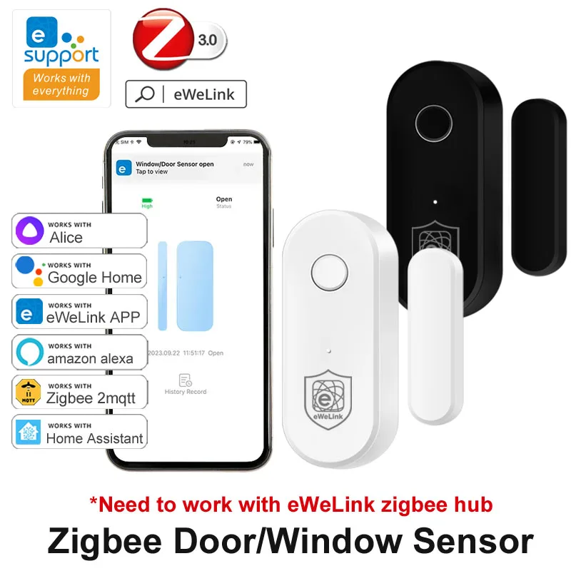 eWeLink Zigbee Door Sensor Window Open Close Detector Smart Home Security Work with Son-off Gateway Alice Yandex Zigbee 3.0