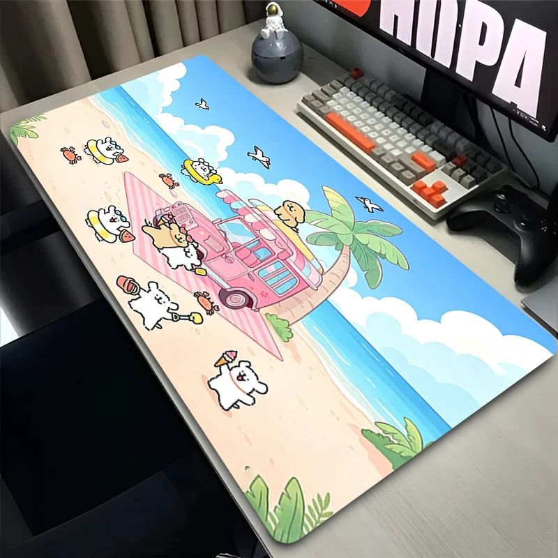 Healing Mouse Pad Gamer Keyboard Mousepad Office Laptop Extended Desk Mat Large Gaming Anti-fray Pad Cute Line Puppy Mouse Mat