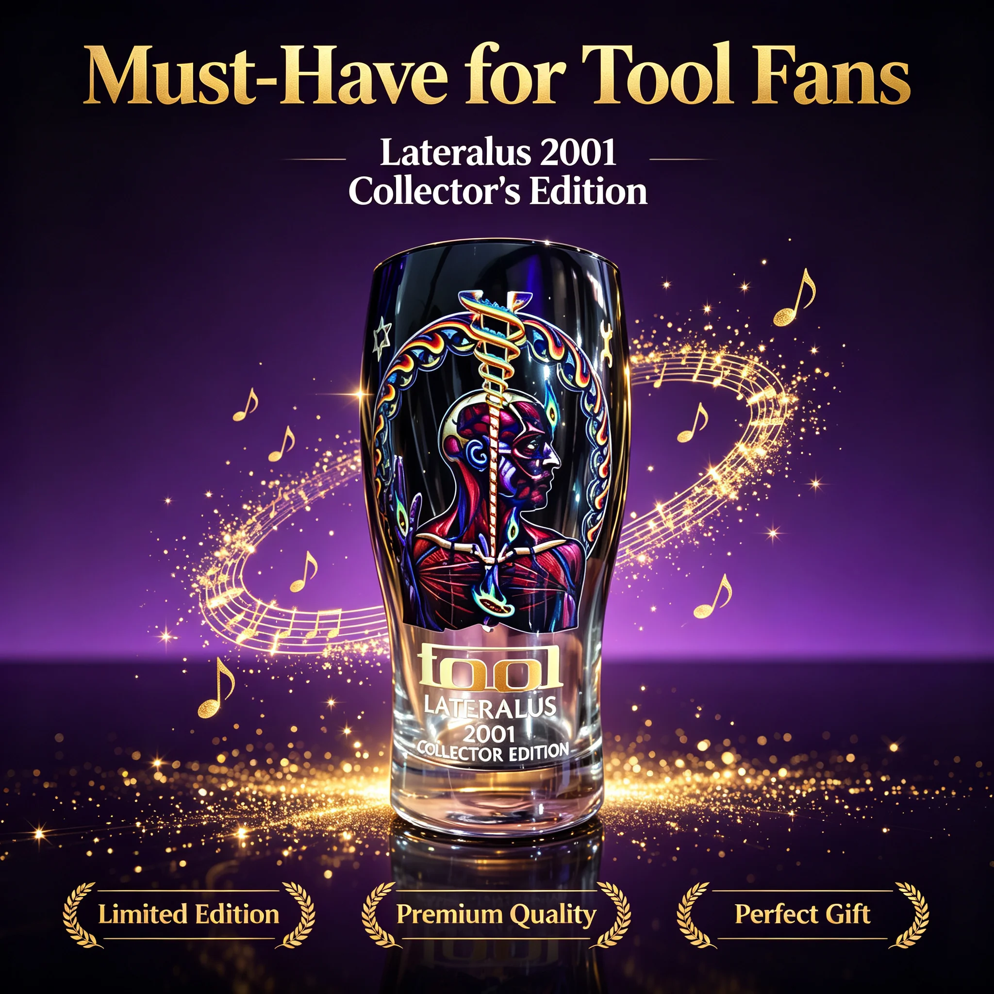 Tool Lateralus 2001 Collector's Edition Premium Pint Beer Glass - Unique Rock Fan Barware Home Decor Gift