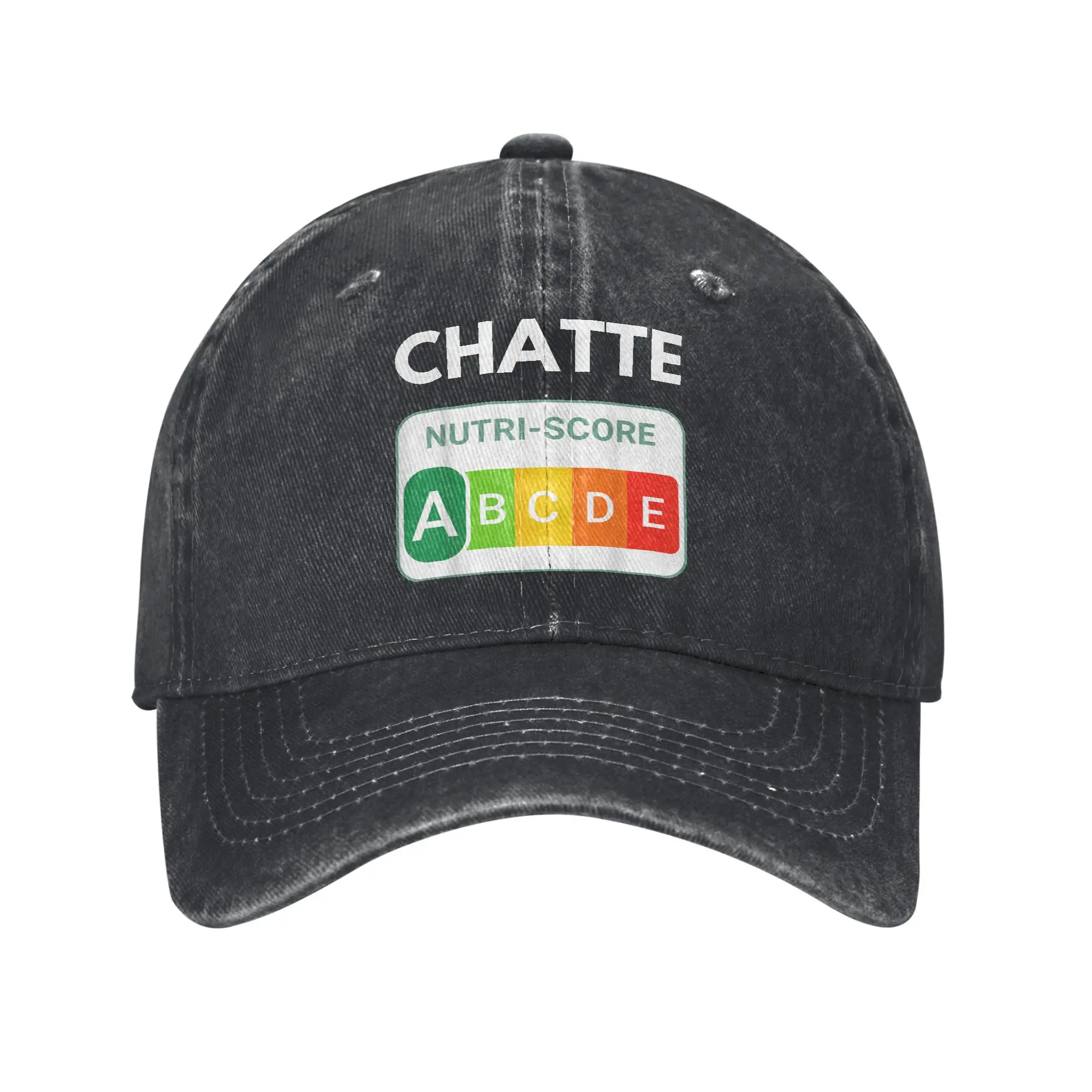 Gorras de béisbol informales Nutri-Score A Chatte Cat Lover, gorros de algodón desgastados Unisex, regalo divertido, gorras ajustables para exteriores