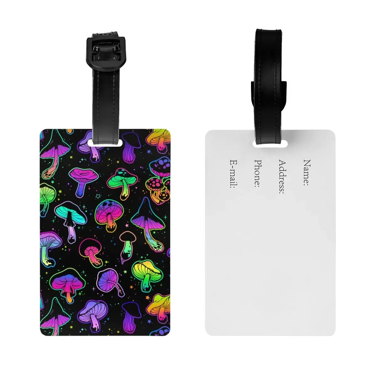 Custom Neon Color Mushroom Luggage Tag for Travel Suitcase Privacy Cover ID Label