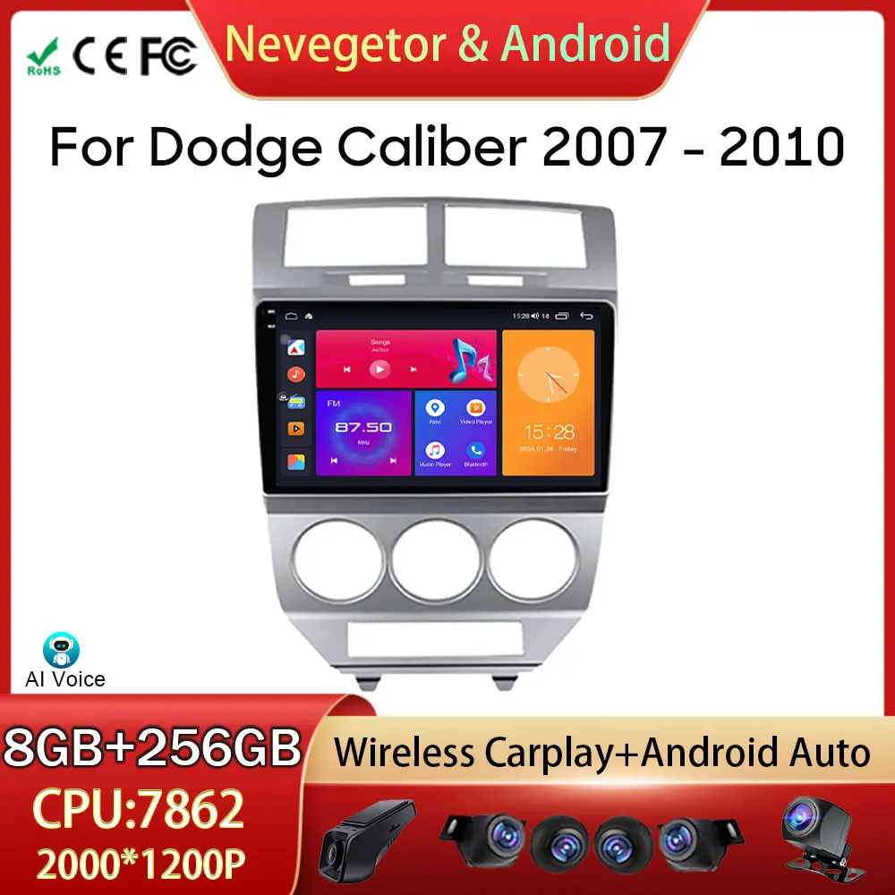 

Car Radio Android Auto For Dodge Caliber 2007 - 2010 GPS Navigation Video Stereo Multimedia Player Screen 5G WIFI BT No 2din DVD