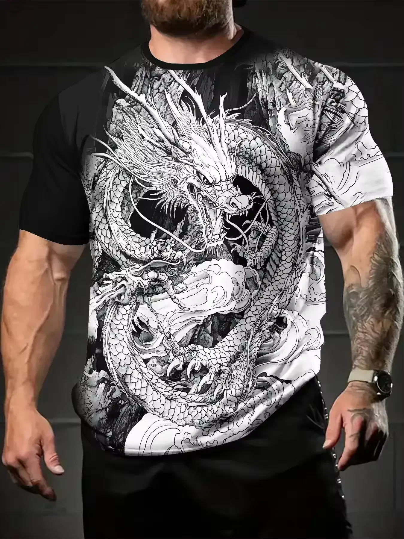 

New trendy men's clothing 3D graphic t shirts with digital printed pattern round neck short sleeved tee pullover t shirt for men