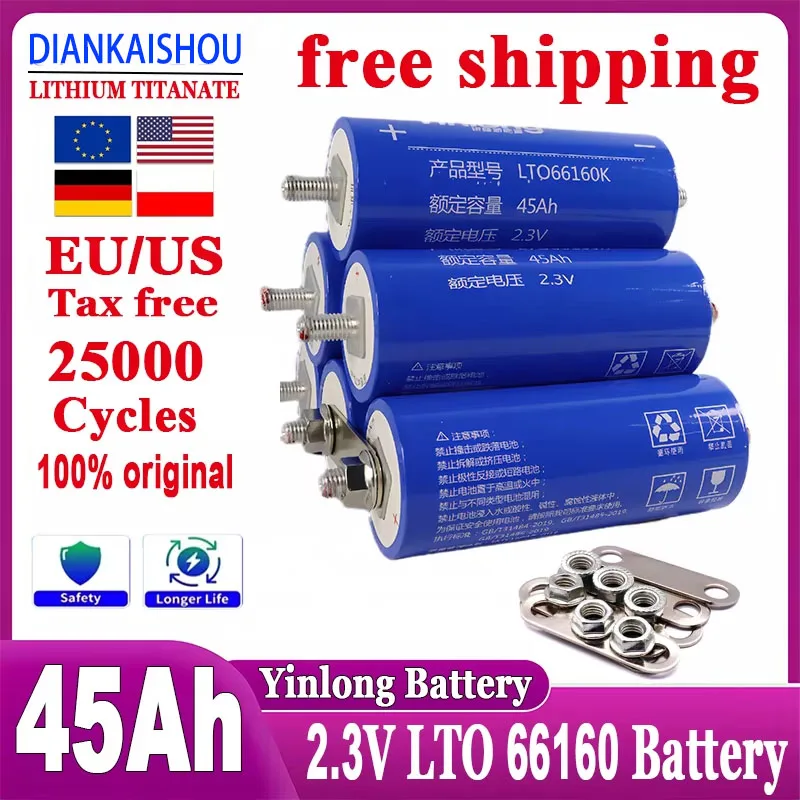 

Новый 100% оригинальный Yinlong 2,3 В 45 Ач литиевый титанатный аккумулятор LTO 66160 аккумулятор 10c DIY 12 В 24 В 48 В солнечный динамик автомобильная аудиосистема
