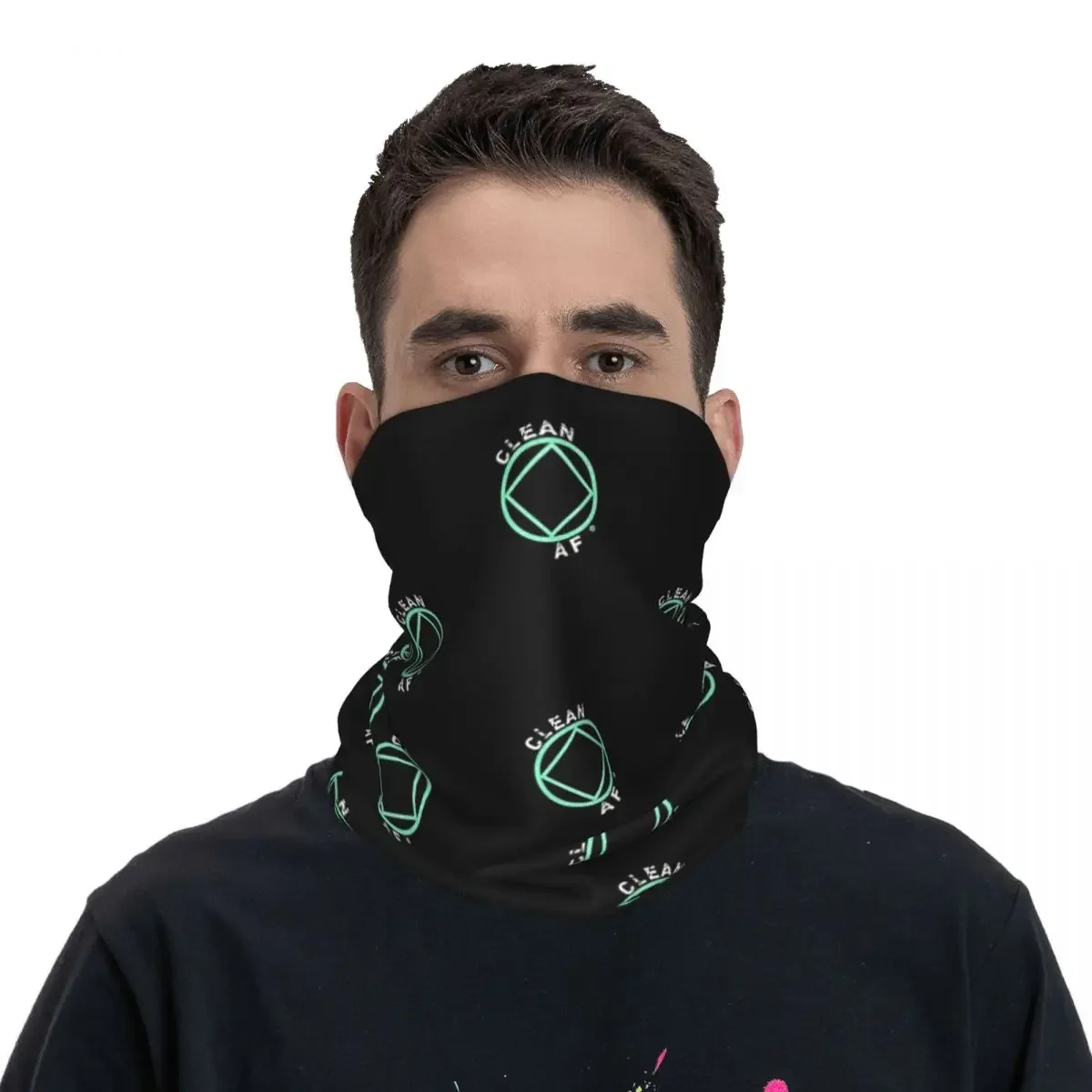 Clean AF Distressed Narcotics Anonymous AA Gift Bandana Neck Gaiter Printed Mask Scarf Headband Running For Men Women Winter