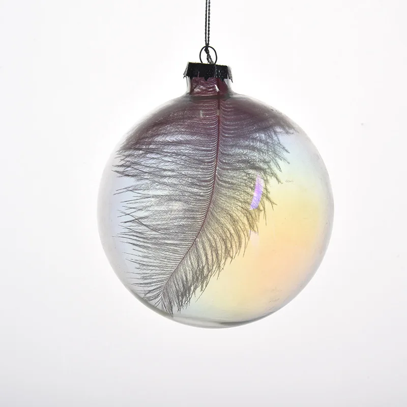 

4pcs Feather Christmas Ornaments Delicate Glass Ball Xmas Tree Decoration Navidad Christmas Decoration 2023 Adornos Navideños