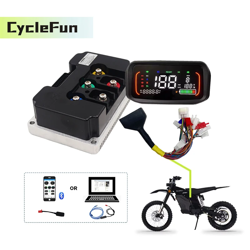 18FET 2000W 3000W FarDriver ND72340 V2 DC 120A 48V 60V 72V Controller With N7 ONE-LIN Display For Electric Dirt Bike Scooter