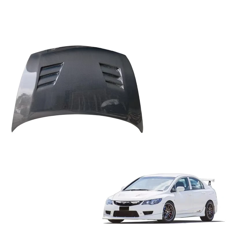 

Langyu 07-15 Car Exterior Parts Engine Cover Carbon Fiber Front Bonnet for Honda Civic FD2 Upgrade Type-R MG Style Engine Hood