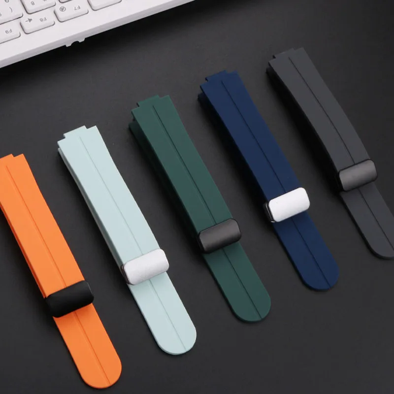 Modified silicone watch strap for Casio EDIFICE series EFR-S108DR magnetic folding buckle 12mm waterproof protruding DIY wristba