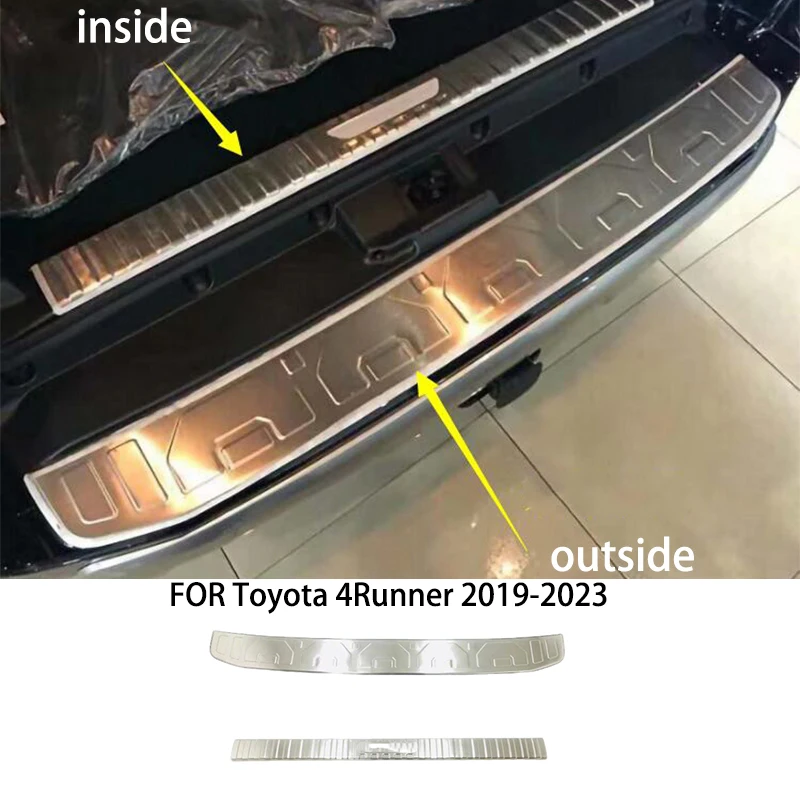 

ПОДХОДИТ ДЛЯ Toyota 4Runner 2019-2023, нержавеющая сталь, хромированный черный задний багажник снаружи внутри, защитная крышка бампера, накладка на порог