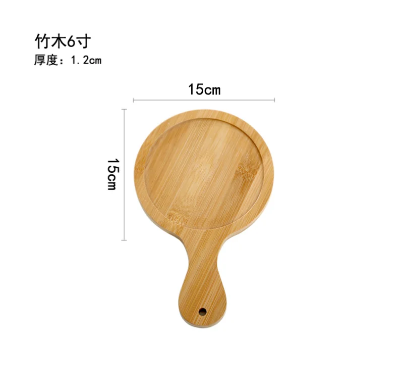 Bamboo Wood Plate Steak Bread Pan Cake Round Wooden Pallet Dim Sum Plates Tray Display