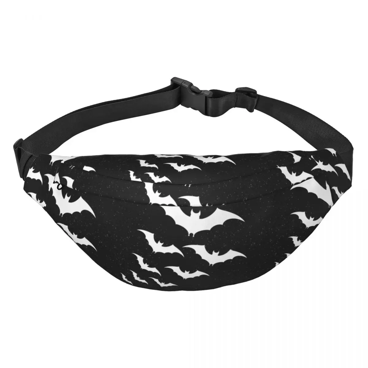 

Customized Bats In The Night Fanny Pack Halloween Goth Occult Witch Sling Crossbody Waist Bag Travel Hiking Phone Money Pouch