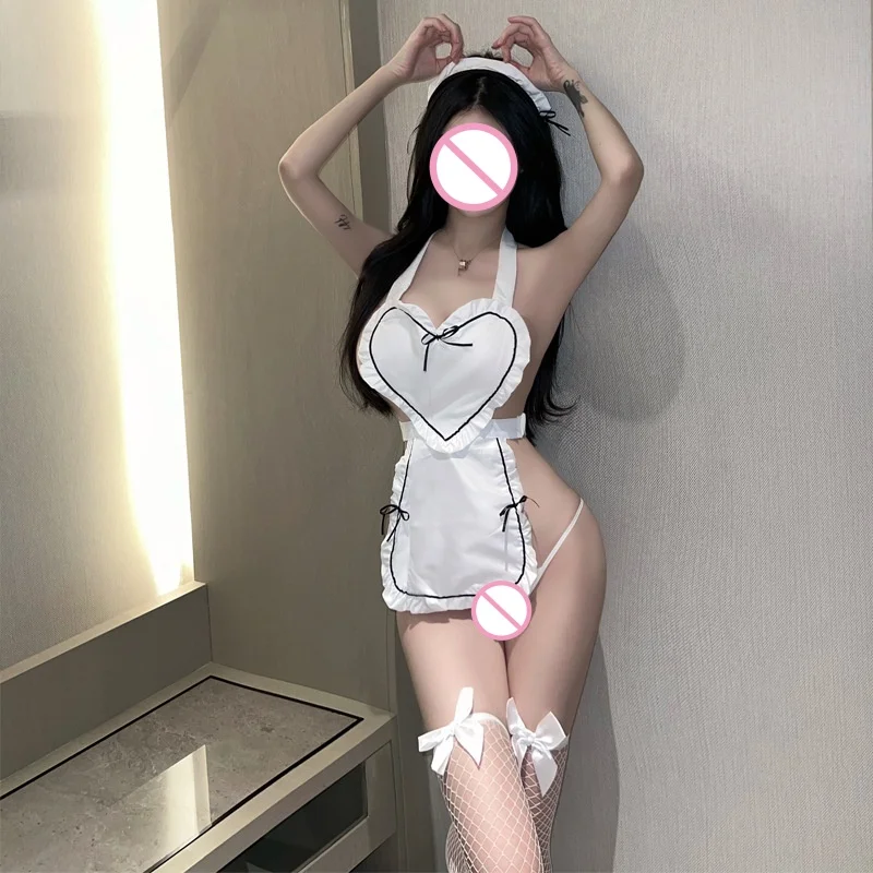 Nueva lencería Sexy picardías vestido de sirvienta uniforme disfraz juego de rol ropa exótica conjunto de ropa interior de moda disfraces