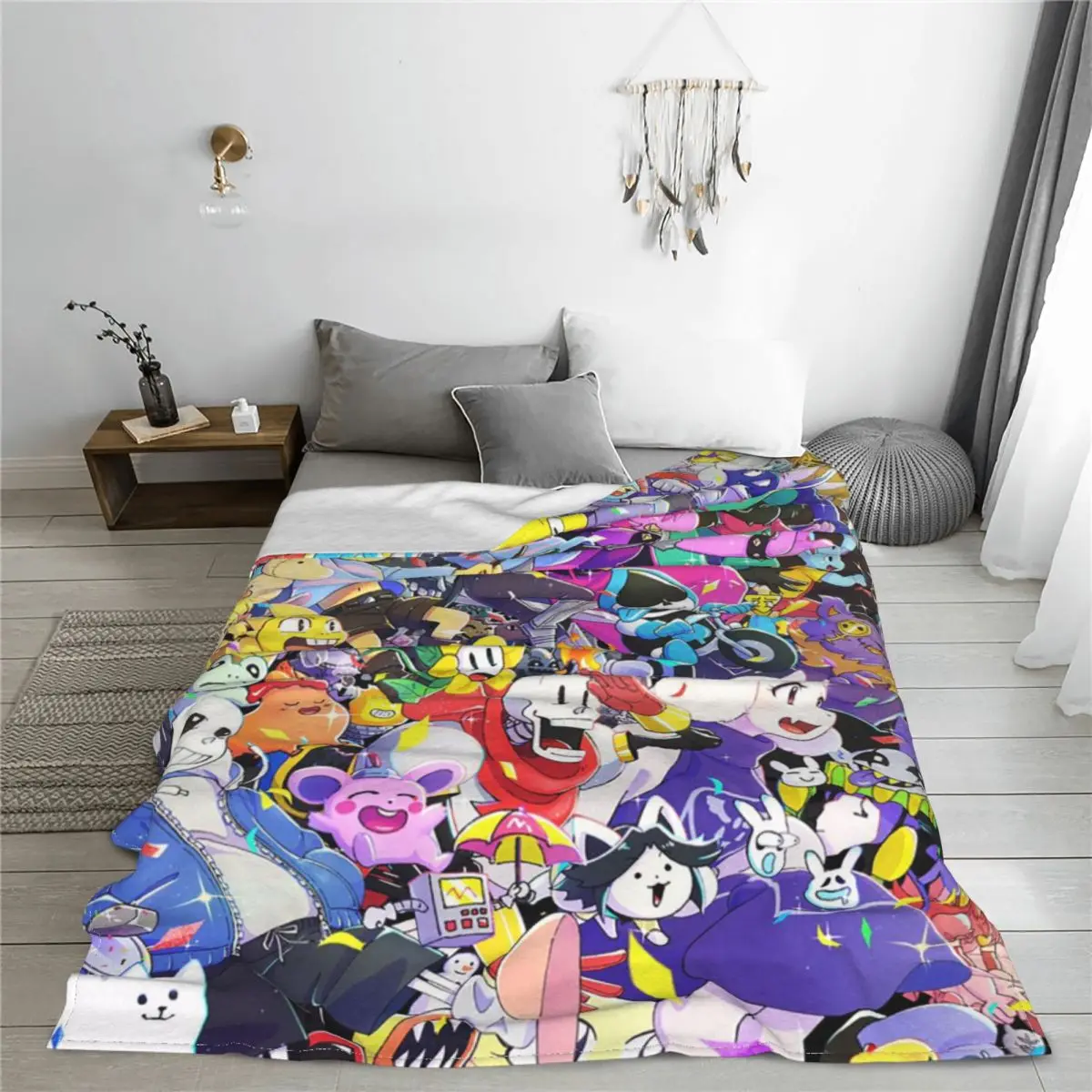 Undertale Games Anime Fleece Throw Blanket Sans Plaid Blanket for Home Office Ultra-Soft Bedroom Quilt